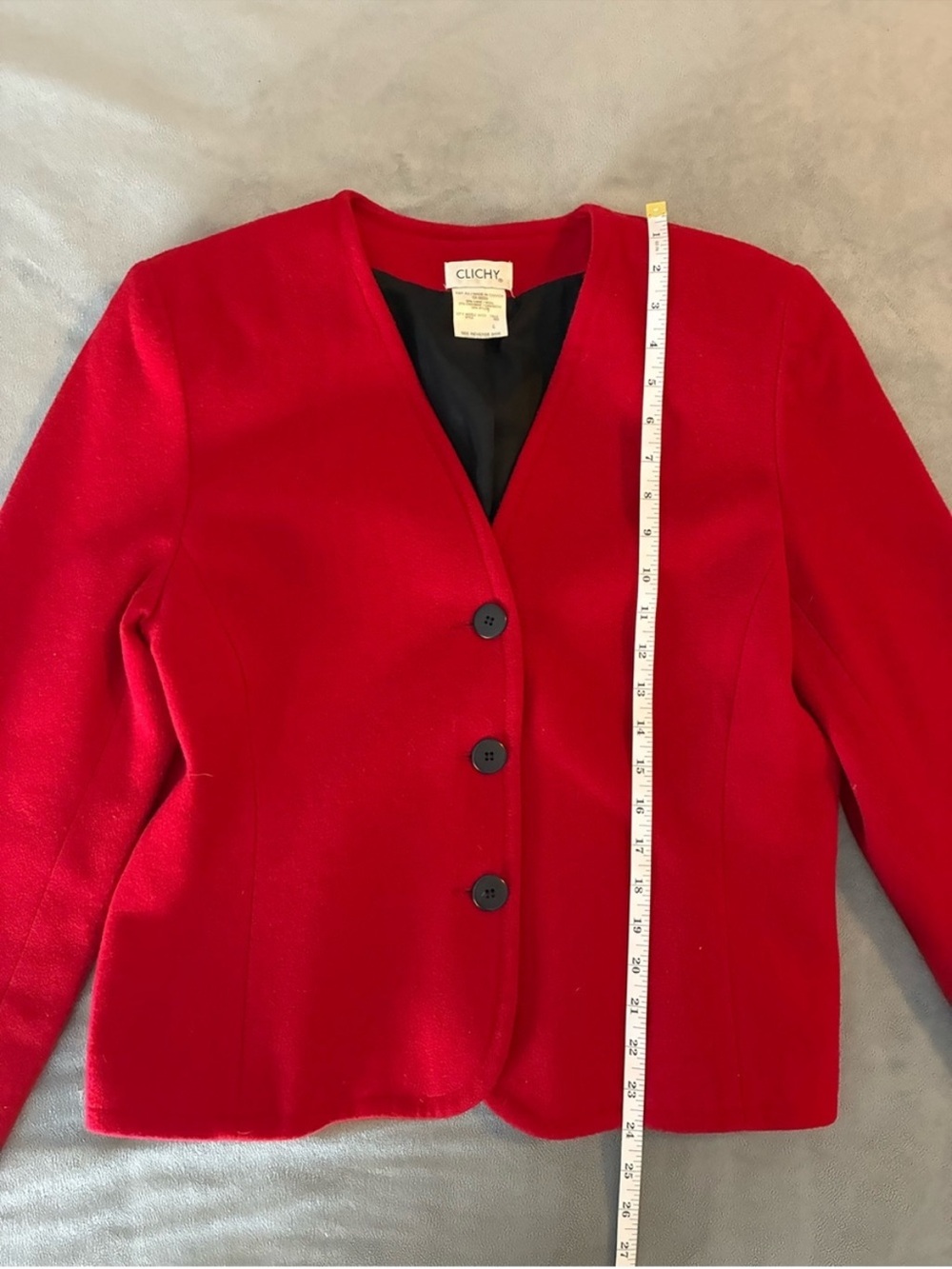 Vintage Wool & Cashmere Blend Classic Red Women's Blazer - Picture 7 of 8
